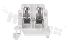 Installation terminal block; 1-level; 2-contacts; for wire 0,5-10,0mm2; screw terminal; white; Din rail; 690V/57A