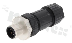 Wtyk M12; kodowanie D; 4-stykowy; męski; 2A; prosty; na kabel; skręcany; IP67