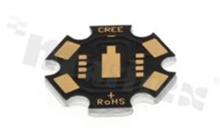 Podłoże MCPCB, przewodność cieplna 2W/(m*K), grubość: 2mm, Ilość warstw - 1, kolor legendy: złota, rozmiar: gwiazdka 22mm, pokrycie padów: złoto; Star, /24