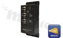 Przemysłowy splitter PoE Gigabit; norma kolejowa EN50155; 1 wejście 10/100/1000Base-T(X) M12 PoE IEEE 802.3at; 1 wyjście 10/100/1000Base-T(X) M12; 1 wyjście 24V @ 1.04A M12; temp. pracy: -25+70 st.C; zasilanie 37...57VDC; montaż na szynie DIN