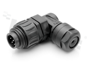 Wtyk ECOMATE seria C016, 7-stykowy (6+PE), męski, kątowy, 13A, 250V, kabel: 0.14-1.5mm2( AWG26-16), styki kupowane oddzielnie - zaciskane, kolor: czarny, IP67