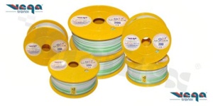 Przewód pojedynczy LGY/H05V-K; z wielodrutową miedzianą żyłą; biały/zielony; przekrój 0.35mm2; AWG 22; 500V; -40+105 st.C; 200m.