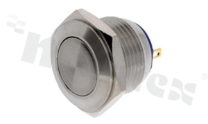 Push button switch; monostable; 16mm; solder terminals; stainless steel; silver button; IP65