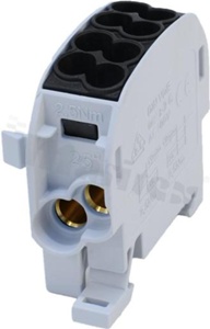 Złączka na szyne DIN; blok rozdzielczy odgałęźny;czarny; jednobiegunowy; 25mm2; Al/Cu;1000V AC/DC ;152A