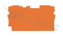 End/internal wall for 2002 series through terminal blocks; 1mm thick; orange; snap-on mounting