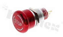 Emergency switch; monostable; 19mm; solder terminals; red aluminium; IP67.
