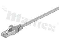Kabel krosowy; wtyk RJ45; męski; klasa ekranowania F/UTP;1.5m;26AWG;z obustronnym zabezpieczeniem zatrzasku; szary