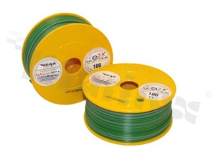 Single wire LGY/H05V-K; with copper multi-strand; green/grey; cross section 1.00mm2; AWG 17; 500V; -40+105 deg.C; 100m.