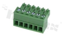 Pluggable terminal block; 3.50mm pitch; 6-ways; female; for wire 0.5-1.50mm2(28-16AWG); wire insertion direction same as plug-in direction; p.bronze contacts; brass cage; UL 300/8A
