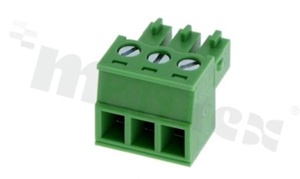 Listwa zaciskowa rozłączalna; w rastrze 3.81mm; 3-torowa; żeńska; na przewód 1.5mm2 (28-16AWG); kierunek wtykania równoległy do osi przewodów; styki z fosforobrązu; mosiężna klatka; UL 300V/8A