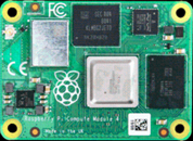 Moduł obliczeniowy; Raspberry Pi Compute Module 4; procesor: Broadcom BCM2711; Cortex-A72 1.5GHz; RAM: 1GB LPDDR4; pamięć: 16GB eMMC; wymiary: 55x40mm