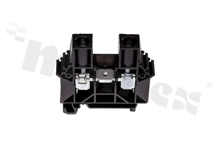 Złączka szynowa; 1-poziomowa; 2-zaciskowa na przewód 0,5-16,0mm2; zacisk śrubowy; czarna; na szyne DIN; 1000V/76A