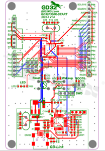 Starter Kit GD32F330K8T6; ARM Cortex-M4; USB mini; RESET KEY; WAKEUP KEY; LED; GD-Link; Arduino