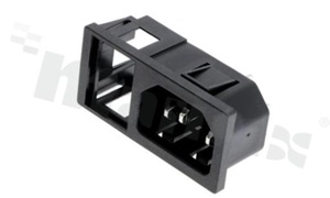 Złącze zasilające AC; z miejscem na przełączniki rocker; męskie; proste; na panel- zatrzaskowe; konektory 4.8x0.8mm; 10A/250VAC