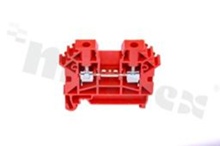 Installation terminal block; 1-level; 2-contacts; for wire 0,5-4,0mm2; screw terminal; red; Din rail; 1000V/32A