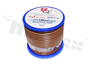Przewód pojedynczy LGY/H05V-K; z wielodrutową miedzianą żyłą; brązowy; przekrój 1.50mm2; AWG 16; 500V; -40+105 st.C; 10m.