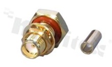 SMA female bulkhead crimp jack with O-ring; straight; 50 Ohm; for cable RG174