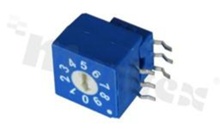 Rotary switch; 10 positions for BCD code; 10x7.55mm; right angle; flat type; THT