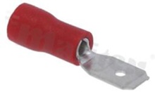 Flat connector; female; 4.8mm; 0.5mm; for wire AWG22-16(0.5-1.5mm2 wire); brass; insulation PVC