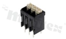 Listwa zaciskowa do PCB; w rastrze 3.50mm; 3-torowa; pionowe wejście przewodu; na przewód 0.2-1.5mm2 (AWG 24-16); ze stykiem sprężynowym; czarna; UL 300V/12A