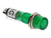 Lampka sygnalizacyjna neonowa; 8mm; terminale do lutowania; plastik; podświetlenie zielone; 230V