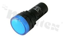 Lampka sygnalizacyjna; 22mm; zacisk śrubowy; plastik; podświetlenie pełne niebieskie LED 12V; IP65.