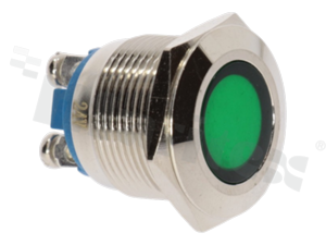 Lampka sygnalizacyjna; 19mm; zacisk śrubowy; stal nierdzewna; podświetlenie zielone; LED 24V