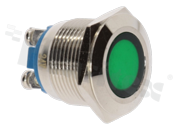 Lampka sygnalizacyjna; 19mm; zacisk śrubowy; stal nierdzewna; podświetlenie zielone; LED 24V