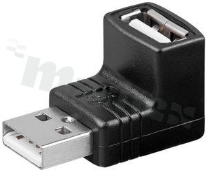 Adapter 2.0 Hi-Speed; zakończony wtykami USB: A  2.0 wtyk  <-> gniazdo USBA 2.0  kątowe; czarny
