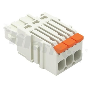 Listwa zaciskowa do PCB; gniazdo; na przewód 0.14 - 1.5 mm2 (26-14AWG); raster 3.5 mm; 3-torowa.; Push-in; szary; 300V/10A