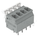 Listwa zaciskowa do PCB; w rastrze 2.50mm; 3-torowa; skośne wejście przewodu; na przewód 0.14-0.50mm2 (24-20 AWG); ze stykiem sprężynowym; szara; UL: 300V/5A