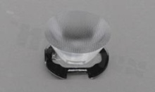 Lens for LED high power; angle: 28 to 31 degrees FWHM; Number of LEDs: 1; Dimensions: round 26mm; Height: 14.9mm; meterial: PMMA; Fastening: tape; pin
