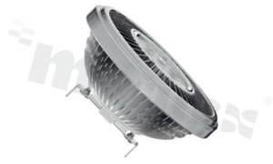 Źródło LED NIVISS QR111, 15W, biała neutralna ok. 4000K, nieściemnialna, 12V , kąt 30 stopni, srebrna obudowa oraz biały trzonek, RoHS, 551644