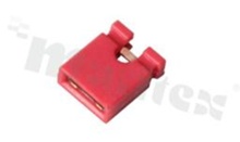 Zworka krótka; wysokośc 6.0mm; w rastrze 2.54mm; typu "open"; czerwona