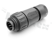 Wtyk ECOMATE seria C016, 7-stykowy (6+PE), męski, prosty, 13A, 250V, kabel: 0.14-1.5mm2( AWG26-16), styki kupowane oddzielnie - zaciskane, kolor: czarny, IP67