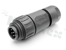 Plug ECOMATE C016 series, 7 pins (6+PE), male, straight, 13A, 250V, cable: 0.14-1.5mm2( AWG26-16), contacts sold separately, crimp, colour: black-blue, IP67