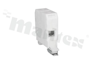 Złączka szynowa ; 1-poziomowa; 2-zaciskowa na przewód 4-35mm2; zacisk śrubowy; biała; na szyne DIN; 690V/125A