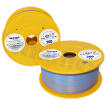 Przewód pojedynczy LGY/H05V-K; z wielodrutową miedzianą żyłą; niebieski/brązowy; przekrój 0.35mm2; AWG 22; 500V; -40+105 st.C; 200m.