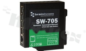 Switch przemysłowy niezarządzalny; metalowa obudowa; 5 portów 10/100 Mb/s; temp. pracy: -40+80 st.C; zasilanie redundantne 5...30VDC; montaż na szynie DIN