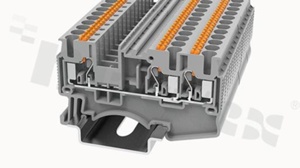 Złączka instalacyjna; 1-poziomowa; przelotowa; 3-zaciskowa na przewód 0.2-4.0mm2 (26-12AWG); ze stykiem sprężynowym; pomarańczowa; na szynę DIN; 800V/24A
