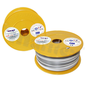Przewód pojedynczy LGY/H05V-K; z wielodrutową miedzianą żyłą; biały/czarny; przekrój 0.35mm2; AWG 22; 500V; -40+105 st.C; 200m.