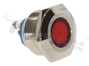 Lampka sygnalizacyjna; 22mm; zacisk śrubowy; stal nierdzewna; podświetlenie czerwone; LED 24V