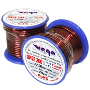 Drut nawojowy; podwójnie emaliowany; średnica 2.00mm; SWG 14; -65+200 st.C; 8m; 250g.