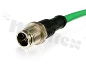 Plug M12; X code; 8 pins; male; straight; 0.5 A; with wire cat.6A - 1m lenght; IP67