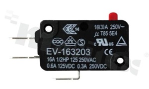 Mikroprzełącznik z przyciskiem; SPDT; montaż: konektory; 16A.