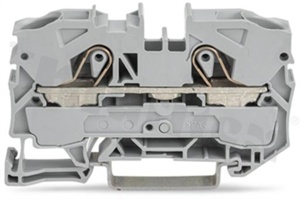 Złączka instalacyjna; 1-poziomowa; przelotowa; 2-zaciskowa na przewód 0.5-16.0mm2 (20-6AWG); ze stykiem sprężynowym; czerwona; na szynę DIN; 800V/57A