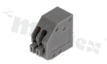 PCB terminal block; pitch 2.5mm; 2-ways; oblique entry; range wire 0.5mm2 (AWG 24-20); spring-loaded; grey; UL 300V/2A TUV 250V/6A