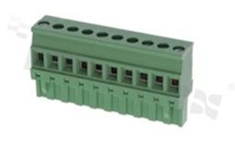 Pluggable terminal block; 5.08mm pitch; 10-ways; female; for wire 2.50mm2(28-12AWG); wire insertion direction 90° to plug-in direction; p.bronze contacts; brass cage; UL 300V/15A