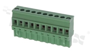 Listwa zaciskowa rozłączalna; w rastrze 5.08mm; 10-torowa żeńska; na przewód 2.5mm2 (28-12AWG); kierunek wtykania prostopadły do osi przewodów; styki z fosforobrązu; mosiężna klatka przewodu; UL 300V/15A