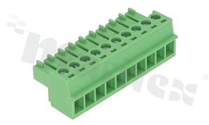 Pluggable terminal block; 3.81mm pitch; 10-ways; female; for wire 1.5mm2(28-16AWG); wire insertion direction same as plug-in direction; p.bronze contacts; brass cage; UL 300V/10A